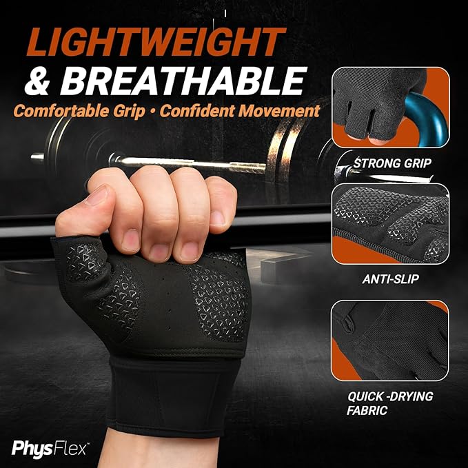 Workout Gloves for Men & Women - Weight Lifting & Gym Gloves with Enhanced Grip, Wrist Support & Palm Protection - Fitness, Training, Crossfit, Cycling & Exercise
