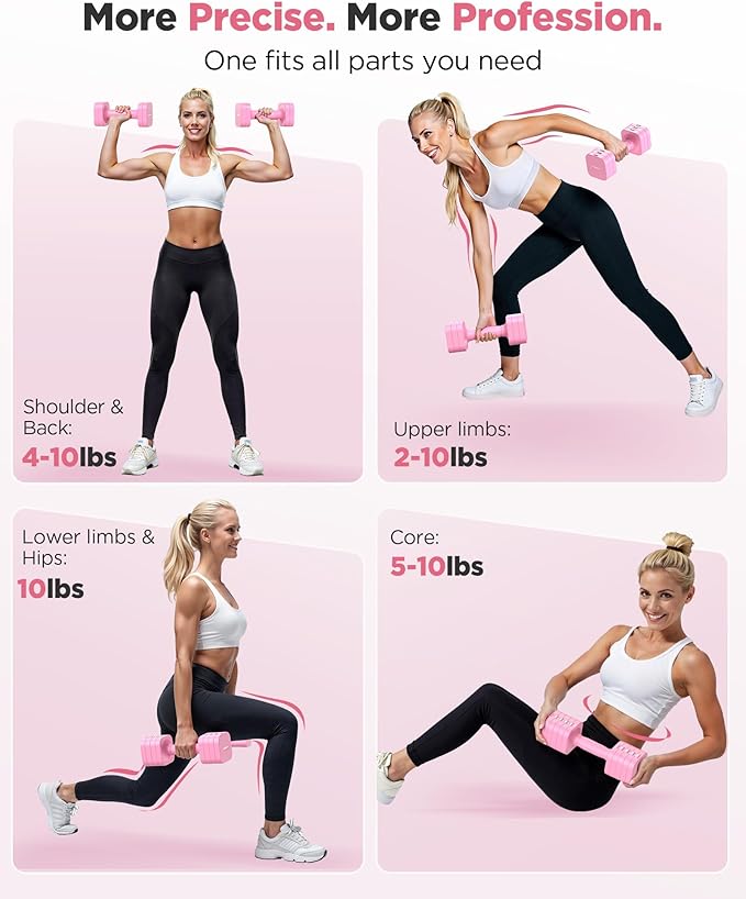 FEIERDUN 5-in-1 Adjustable Dumbbell Set of 2, 12LBS/20LBS Hand Weights for Women, Men, 1s-Adjust Dual-Stable Dumbbell Set for Women Home Gym & Outdoor