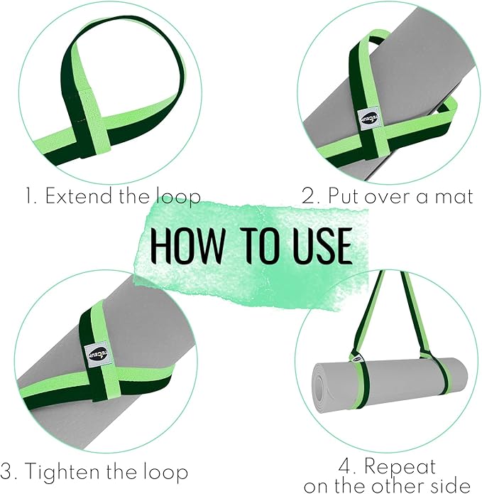 TECEUM Yoga Mat Strap – 30+ Colors – Adjustable Mat Holder Sling Carrier for All Mats [Mat Not Included]