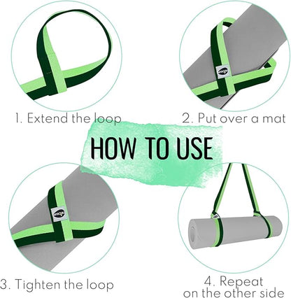 TECEUM Yoga Mat Strap – 30+ Colors – Adjustable Mat Holder Sling Carrier for All Mats [Mat Not Included]