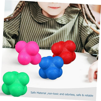 6 Pcs Hexagonal Reaction Training Balls for Fitness Agility and Hand Eye Coordination High Difficulty Challenge with Colorful Bounce Design for Exercises