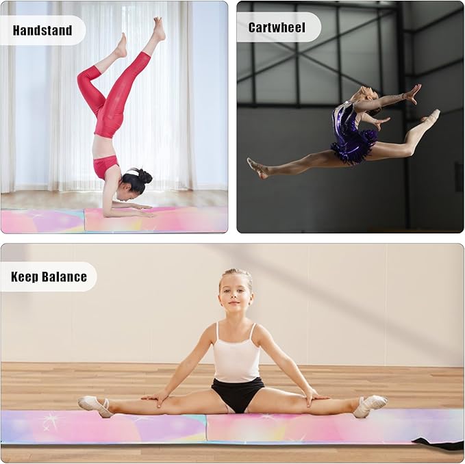 8FT/9.5FT Folding Balance Beam, Portable Gymnastics Beam Equipment with Non Slip Rubber Base & Suede Cover for Training/Practice/Professional Home Exercise