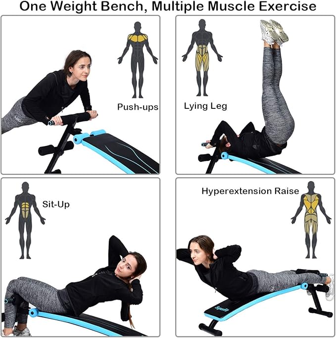 Goplus Adjustable Sit Up Bench, AB Slant Decline Incline Bench, Curved Workout Equipment for Home Gym Strength Training, Max Load 441 LBS