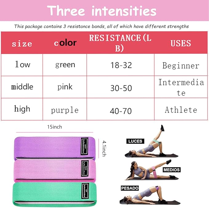 Resistance Bands for Working Out, Resistance Bands, 3 Set of Stretch Exercise Workout Bands for Booty Legs, Booty Band for Yoga Starter Set, Pilates, Working Out Hip Thigh Glute Bands Set