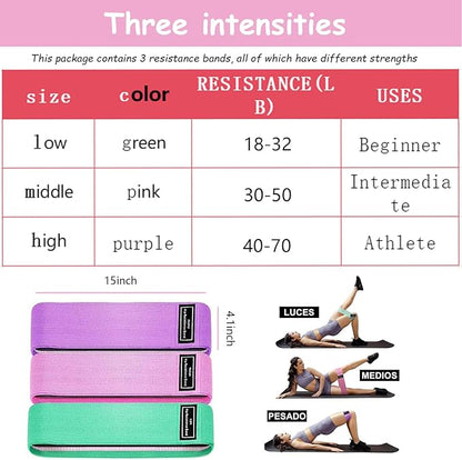 Resistance Bands for Working Out, Resistance Bands, 3 Set of Stretch Exercise Workout Bands for Booty Legs, Booty Band for Yoga Starter Set, Pilates, Working Out Hip Thigh Glute Bands Set