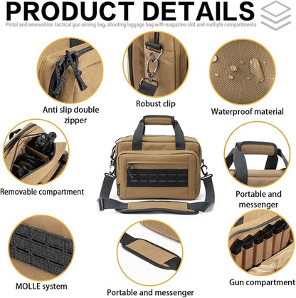 VEAGIA Range Bag,Pistol Case,Gun Range Bags For Handguns And Ammo Pouch 2 Pistols Soft Carrying Shooting Bag