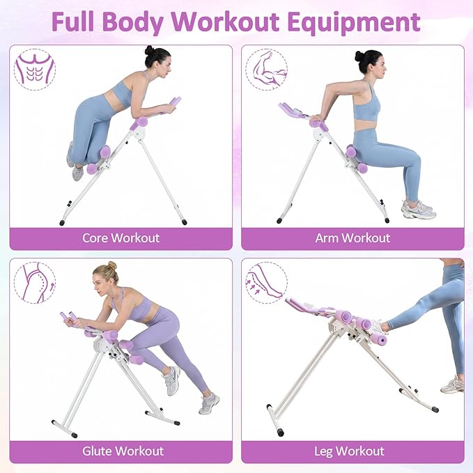 GYMAX Ab Machine, 440LBS Abdominal Workout Equipment with LCD Monitor, Adjustable Incline & Kneed Protection, Folding Compact Ab Trainer for Stomach Workout, Home Gym Core Strength Training