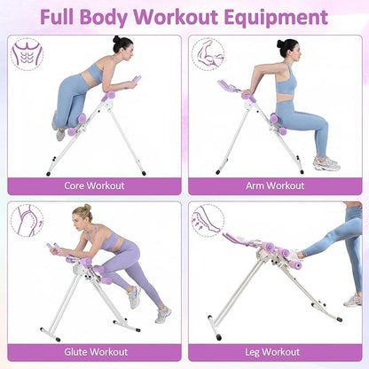 GYMAX Ab Machine, 440LBS Abdominal Workout Equipment with LCD Monitor, Adjustable Incline & Kneed Protection, Folding Compact Ab Trainer for Stomach Workout, Home Gym Core Strength Training