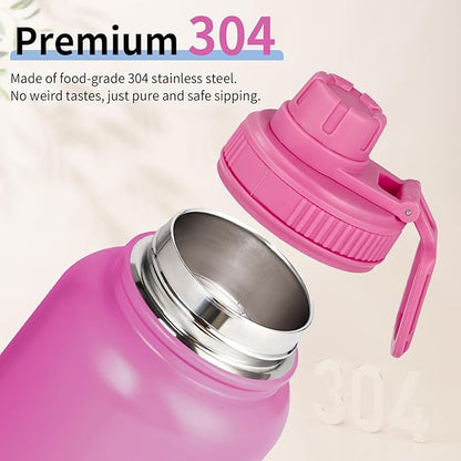 Motivational Water Bottle 32oz with Time Marker- Leakproof & BPA Free Sports Water Bottle with Straw & Carry Strap for Gym, Travel and Outdoor Sports (Stainless steel insulation-PurpleBlue)