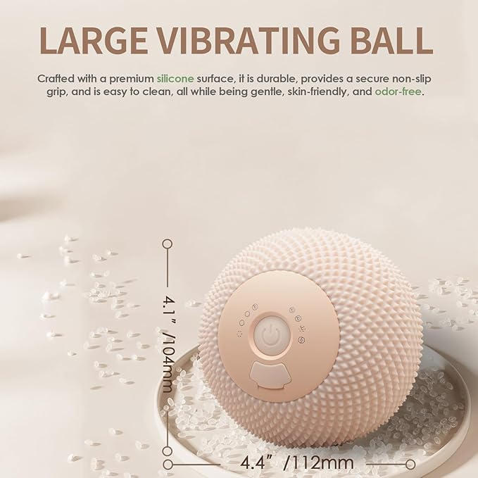 Heating Vibrating Massage Ball with 7 Modes & Memory Function for Myofascial Release, Deep Tissue and Trigger Point Muscle Therapy - Targets Back, Hip, Leg, Neck & Foot (Beige)