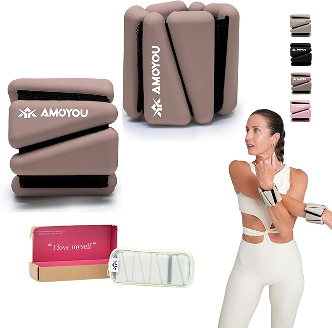 AMOYOU Wrist & Ankle Weights for Women – 2 lb Ankle Weights (Set of 2, 1 lb Each) | Arm Weights for Women | Leg Weights for Walking, Yoga, Cardio & Strength Training