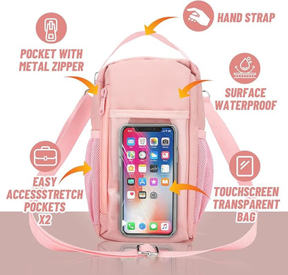 Magnetic Gym Water Bottle Bag with Strong Magnet Holder for Men and Women, Small Carrying Pouch for Phone Keys and Earbuds, Secure Metal Attachment for Gym and Sports Use