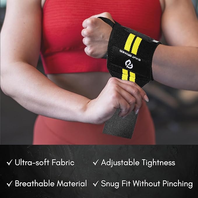 EVMT Premium Wrist Wraps for Weightlifting | Durable Lifting Straps for Enhanced Wrist Support | Perfect for Strength Training, Gym Workouts & General Athletics