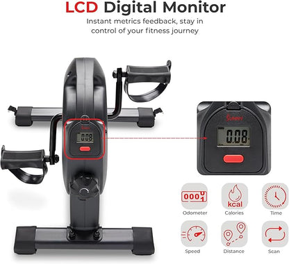 Sunny Health & Fitness Smart Under-Desk Bike Exerciser, Low-Impact Cardio Cycling Equipment for Home/Office, Mini Paddler for Arm/Leg Mobility Training, Free SunnyFit App Connect, Optional Motorized