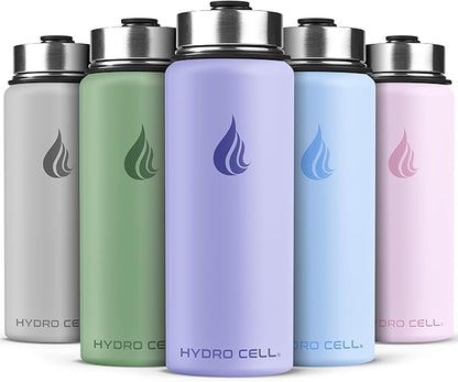 HYDRO CELL Stainless Steel Insulated Water Bottle with Straw - For Cold & Hot Drinks - Metal Vacuum Flask with Screw Cap and Modern Leakproof Sport Thermos for Adults (Lilac 18oz)
