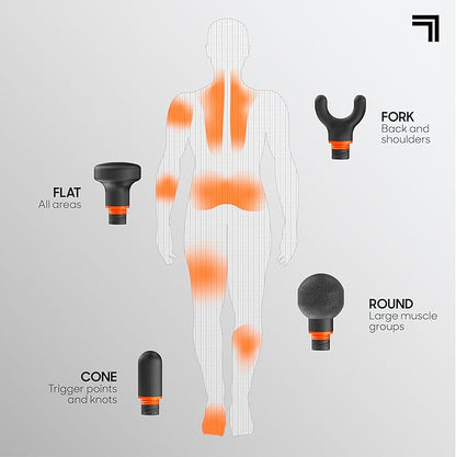 Sharper Image PowerBoost Circuit Massage Gun| Deep Tissue Percussion Massager with 6 Speeds| 4 Attachments| Quiet Brushless Motor| Cordless Muscle Recovery Tool with Carry Case