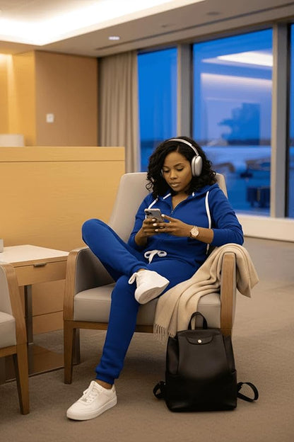 CLOCOR Track Suits for Women Set - Casual 2 Piece Outfits Sweatsuit Pocket Hoodies Long Sleeve with Patchwork Pants Set