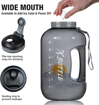 1 Gallon Water Bottle with Chug lid, BPA Free Dishwasher Safe 128oz Large Water Bottle with Motivational Time Marker and Handle Leak-proof Big Water Jug for Camping Sports Workouts (chug lid)