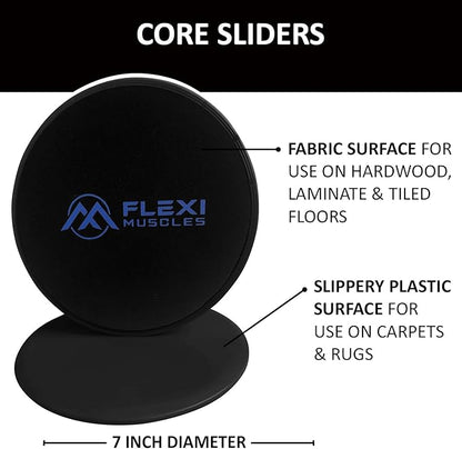 Core Sliders Dual Sided Sliding Discs for Use on All Floors. Our Core Sliders are ideal for Abs exercises, Yoga, Pilates and Home Workouts.