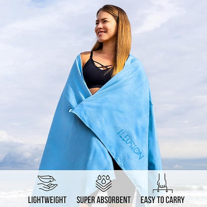 illusion Extra Large Microfibre Swimming Towel (71''L x 32''W)–Compact, Lightweight & Quick Dry Towel-Perfect for Travel, Gym, and Swim Towels Ideal for Post-Workout Showers & After Swimming