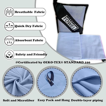 Reusable Quick Dry Beach Towels,Microfiber Travel Towel,Compressed Lightweight Bath Towel for Beach Hiking Gym Yoga Travel Sports Swimming Camping(Light Purple, 16"*32")