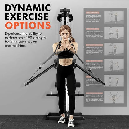 GMWD Cable Machine Home Gym, Wall Mount Functional Trainer with Dual Swivel Arms and 22 Adjustable Positions, All-in-One Cable Crossover Machine for Home