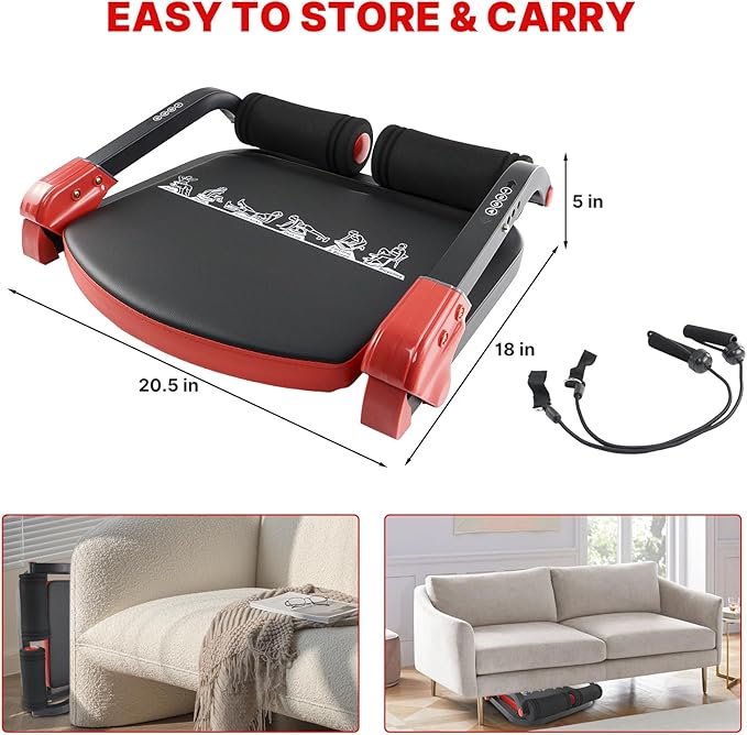 Ab Workout Equipment,Ab machine with Resistance Bands for Stomach Workout,Ab Crunch Machine Sit Up Machine with 4 Adjustable Resistance for Home Exercise,330 LBS Weight Capacity