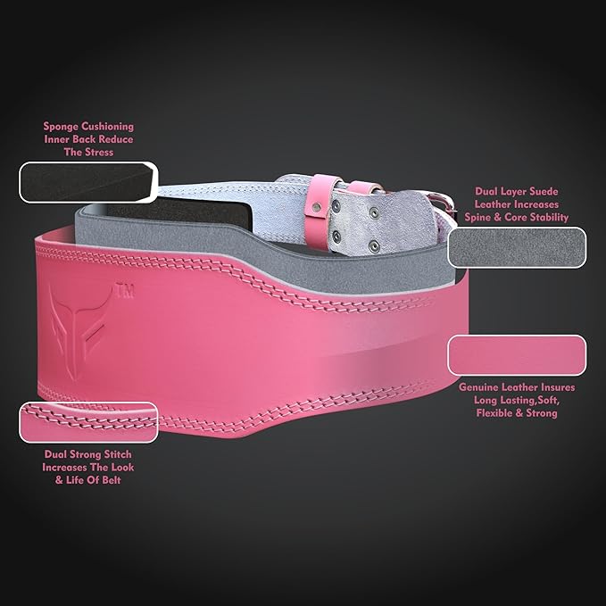 Mytra Fusion Weight Lifting Belt Women Gym Belt 7MM Thick and 4" wide 100% Real Leather Lifting Belts for Women, Ladies weightlifting belt Powerlifting Bodybuilding and Workout belt