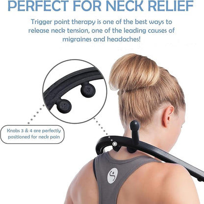 Body Back Buddy Classic USA Made Handheld Massage Cane - Full Body Trigger Point Tool for Deep Tissue Pain Relief - Dual Hooks for Back, Shoulder, Neck - (2.0 Black)
