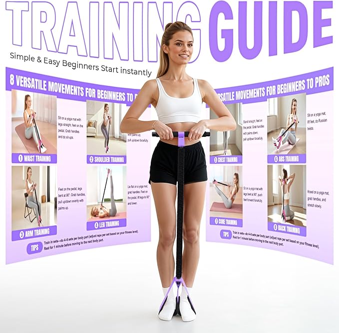 Upgraded Durable Pedal Resistance Band with Handle, Thickened Latex Tubes and Soft Foam Fabric Foot Pedal, Sit Up Exercise Equipment for Abdomen, Waist, Arm, Core/ABS, Leg, Physical Therapy