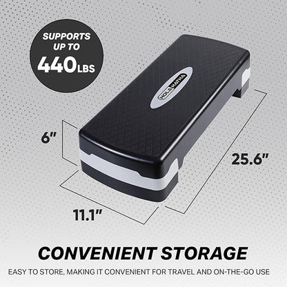 HolaHatha Compact Portable Aerobic Step Platform Exercise Fitness Equipment, Cardio Stepper with Adjustable Height for Home Gym