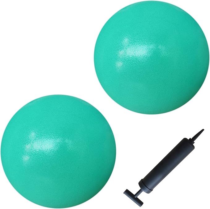 AppleRound Exercise Ball with Pump, 9-Inch Small for Pilates, Yoga, Core Stability - Choose: [Pack of 1 Ball + 1 Pump] or [Pack of 2 Balls + 1 Pump]