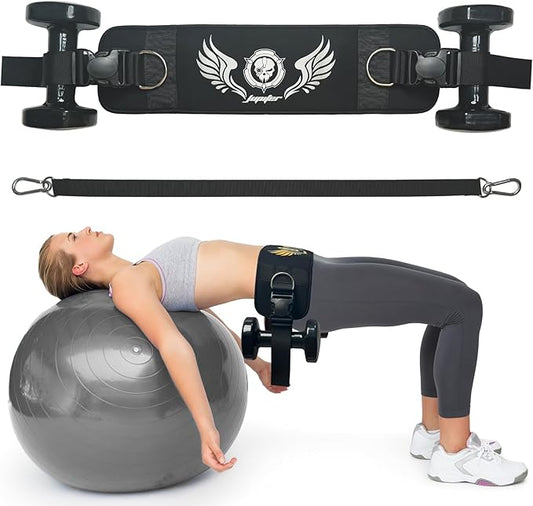 Jupiter 2-in-1 Hip Thrust Belt for Women & Men – Heavy Duty Glute Workout Equipment for Dumbbell, Kettlebell & Plate Exercises – Supports 300 lbs – Weighted Dip Belt for Home & Gym Workouts