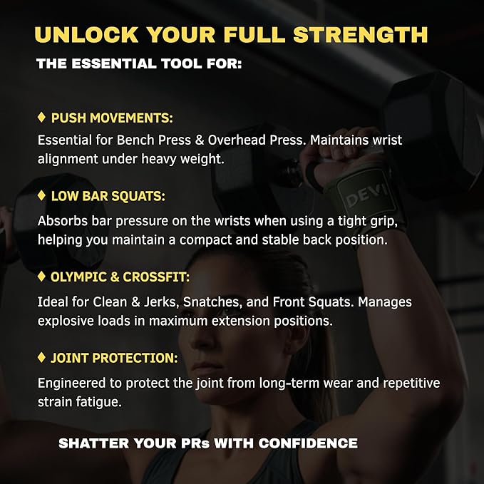 Wrist Wraps for Weightlifting 18" with Thumb Loop- Professional Quality, Best Wrist Support Wraps for Gym, Powerlifting Competition, Bodybuilding, Strength Training, Curls & Dips, Bench Press- Men and Women (Pair) DEVI