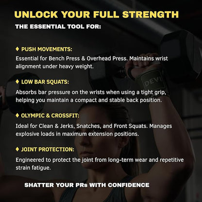 Wrist Wraps for Weightlifting 18" with Thumb Loop- Professional Quality, Best Wrist Support Wraps for Gym, Powerlifting Competition, Bodybuilding, Strength Training, Curls & Dips, Bench Press- Men and Women (Pair) DEVI
