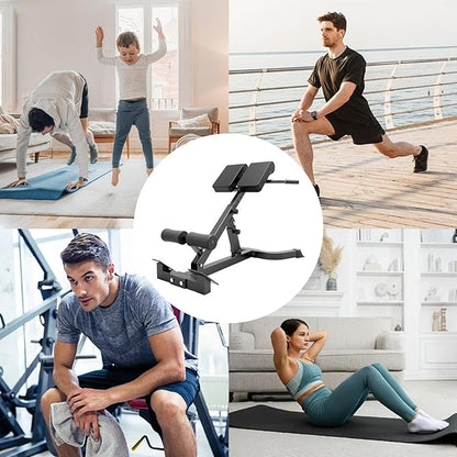 Foldable Hyperextension Roman Chair with Back Extension,Home Gym Sit Up Bench for Glute & Ab Workouts,Optional Adjustment Angle & Height,Multi-Function Heavy-Duty Exercise Equipment,Holds 330 Lbs