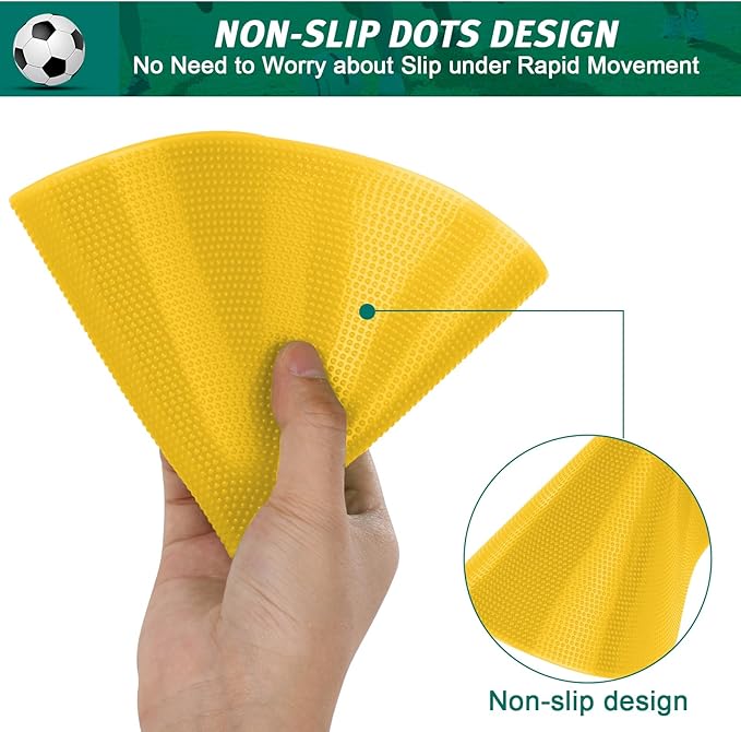 Poly Spots 4" or 9" Flat Cones Spot Markers for Gym/PE Training, Dance, 12/18/24 Pcs Non-Slip Rubber Floor Dots Flat Disc Markers for Soccer Basketball Sports Agility Drills, Classroom Activities