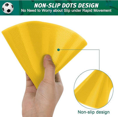 Poly Spots 4" or 9" Flat Cones Spot Markers for Gym/PE Training, Dance, 12/18/24 Pcs Non-Slip Rubber Floor Dots Flat Disc Markers for Soccer Basketball Sports Agility Drills, Classroom Activities