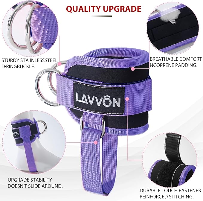 Ankle Straps for Cable Machines Kickbacks - Adjustable Comfort Ankle Cable Attachments for Gym Ankle Cuff Cable Machine Glute Kickback Straps - Leg Extensions, Curls & Ankle Cuffs Women