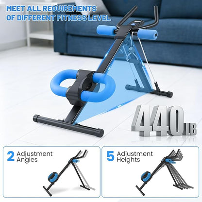 Ab Machine, Adjustable Ab Trainer Machine for Abs Workout at Home Gym, Abdominal Trainer for Stomach Workout, Foldable Abdominal Exercise Machine with Knee Protection and LCD Monitor