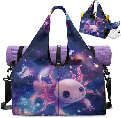 Gym Bag with Yoga Mat Holder Large Tote Bag With Multi Pockets for Women Men Dry Wet Separated Pocket Carryall Yoga Tote Bag for Pilates Travel Workout Office
