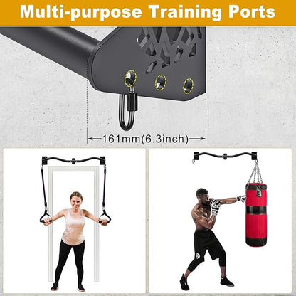 Kipika Wall Mounted Pull Up Bar - Heavy Duty 450 LB Capacity Doorway Chin Up Bar for Home Gym, Sturdy Steel Construction with Resistance Band Hooks | Hanging Exercise Bar for Full Body Workout