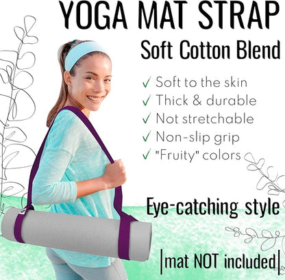 TECEUM Yoga Mat Strap – 30+ Colors – Adjustable Mat Holder Sling Carrier for All Mats [Mat Not Included]