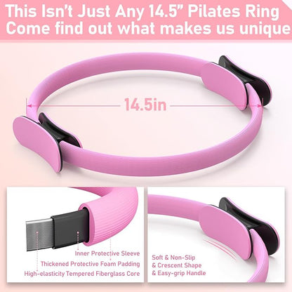 Pilates Kit for Home Workouts, Pilates Essentials Kit for Women, Better Me Pilates Kit,Pilates Equipment with 14.5"Pilates Ring Set,9" Yoga Ball,Cooling Towel,6 Pilates Resistance Bands for Stretching