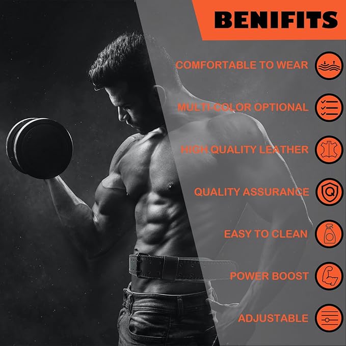 9mm Leather Fitness Weight Lifting Belt for Women&Men with 4 Inches Padded Lumbar Support for Power Lifting Workout & Squats Exercise