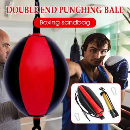 Reflex Boxing Ball, Punching Bag Set, Double End Feature Training Equipment, Pu Leather Ball with Carabiners and Headband, Speed and Reaction Hand Eye Exercise, Home Gym Use for Boxing 12x12 Inches