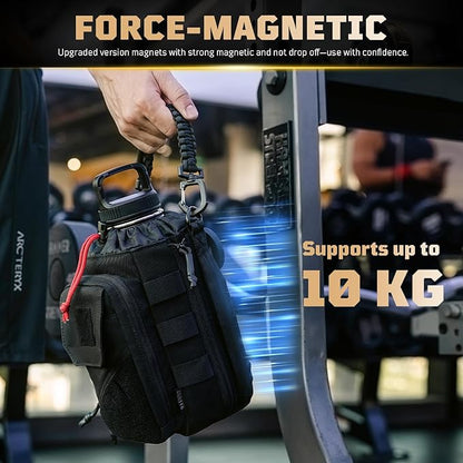 Magnetic Gym Bag for Men,Magnetic Gym Water Bottle Bag with Phone Pockets&40 64oz Multiple Size, Water Bottle Holder with Adjustable Shoulder, Ideal for Fitness,Sports,Travel