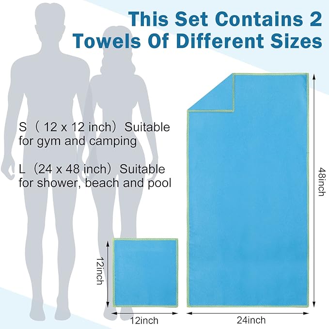 Oudain 6 Set Quick Dry Towel 12 Pack Fast Drying Towels 2 Size Microfiber Travel Towels Absorbent Compact Dry Towel for Camping Hiking Swim Beach Gym Yoga with Mesh Bag