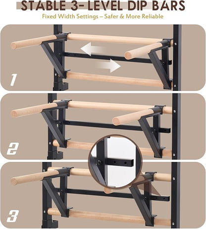 Solid Beechwood Stall Bar – Wall-Mounted Gymnastics Wall Ladder, Durable Beech Wood Rungs Resist Cracking, Perfect for Pull-Ups, Stretching & Home Gym