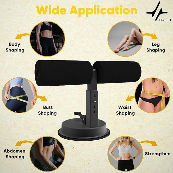 Sit-Up Bar with Strong Suction Base & Padded Foam Handle | Adjustable Height Core Trainer for Abs, Sit-ups, Push-Ups & Leg Workouts | Portable Home Gym Equipment for Men & Women
